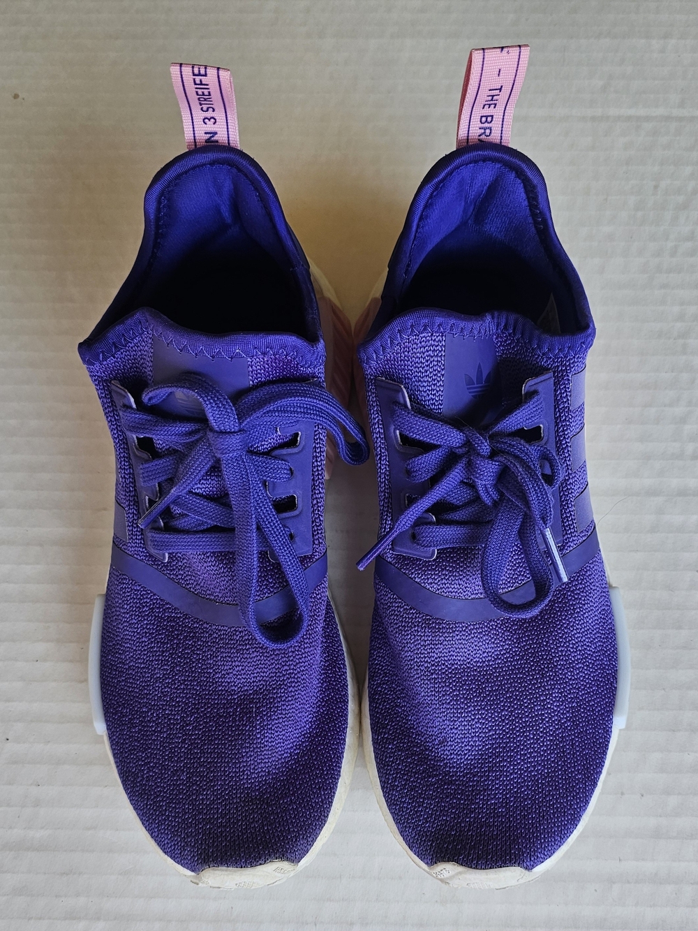 adidas Women's Purple Knit Athletic Sneakers with Pink Pull Tabs Size 7